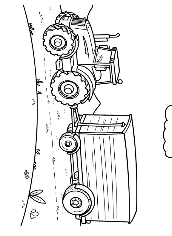 Tractor and trailer coloring page